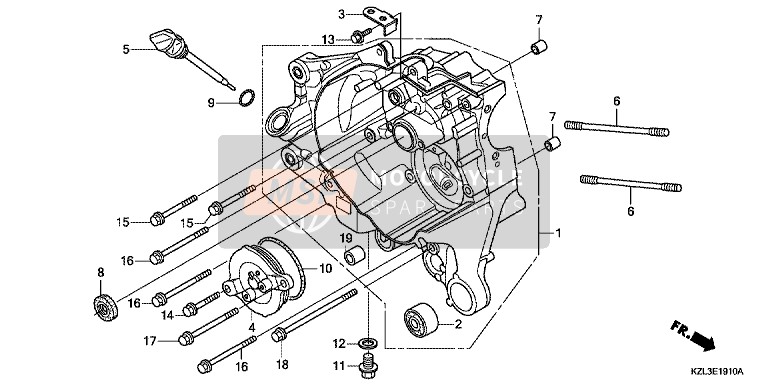 Honda NSC110MPD 2014 Rechtes Kurbelgehäuse für ein 2014 Honda NSC110MPD
